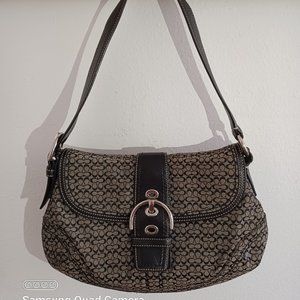 Coach Black Canvas & Leather Signature C Soho Hobo